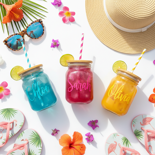 Personalized mason jars with bamboo lids and custom names for girls trip bachelorette party Personalized mason jars with bamboo lids and custom names for girls trip bachelorette party