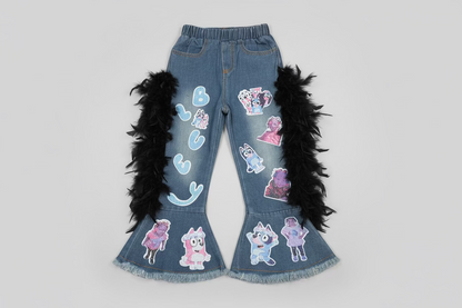 Custom Character Kids Outfit | Personalized Girls Denim & Top Set | Handmade by Simply Curtsy Creations LLC